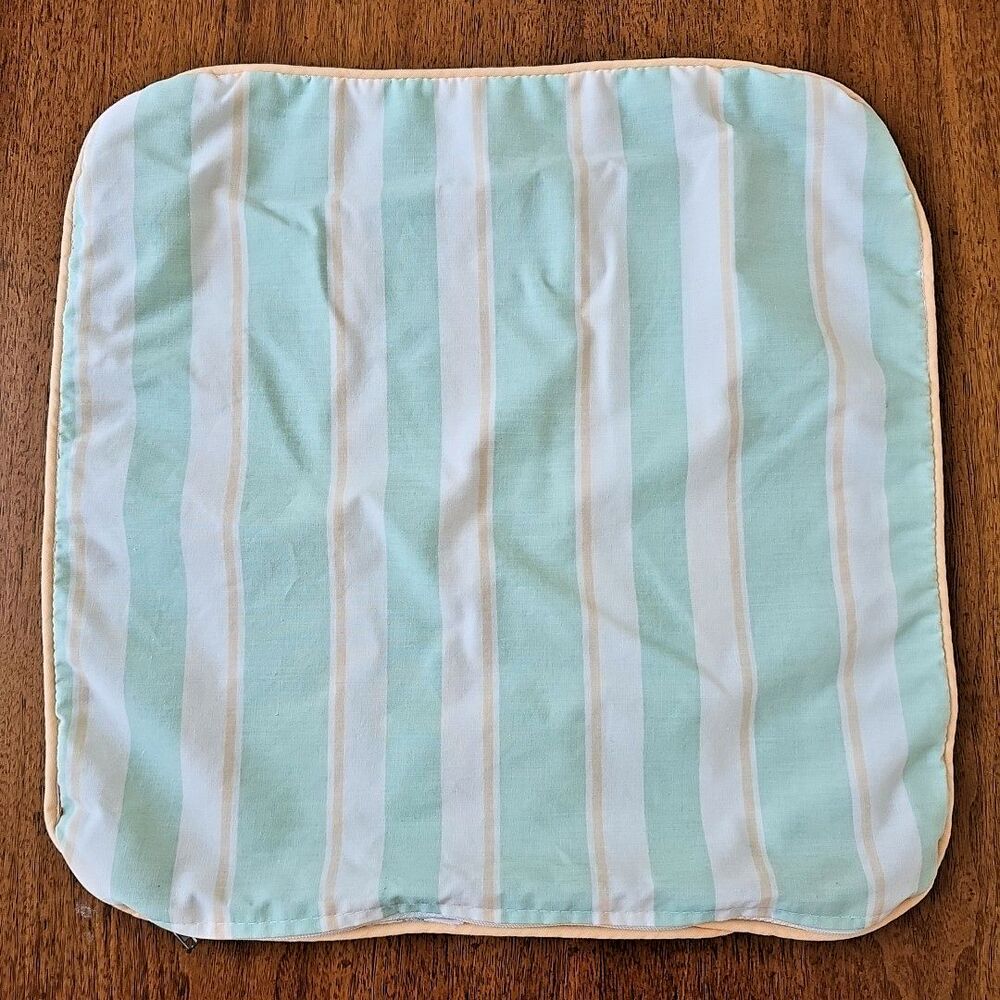Vintage Laura Ashley Palmetto Stripe Boudoir Bed Pillow Cover 14"x14" Mint Green